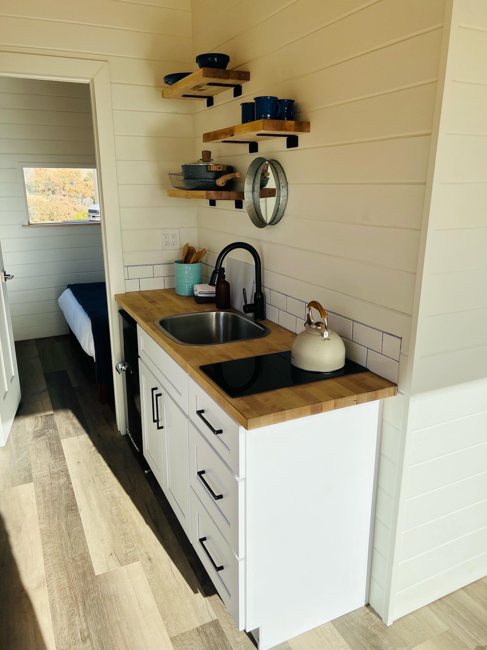 Single container home living room interior UK