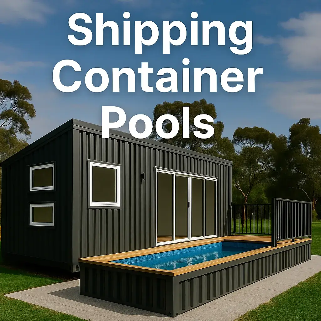 Shipping Container Pools' against a natural backyard setting